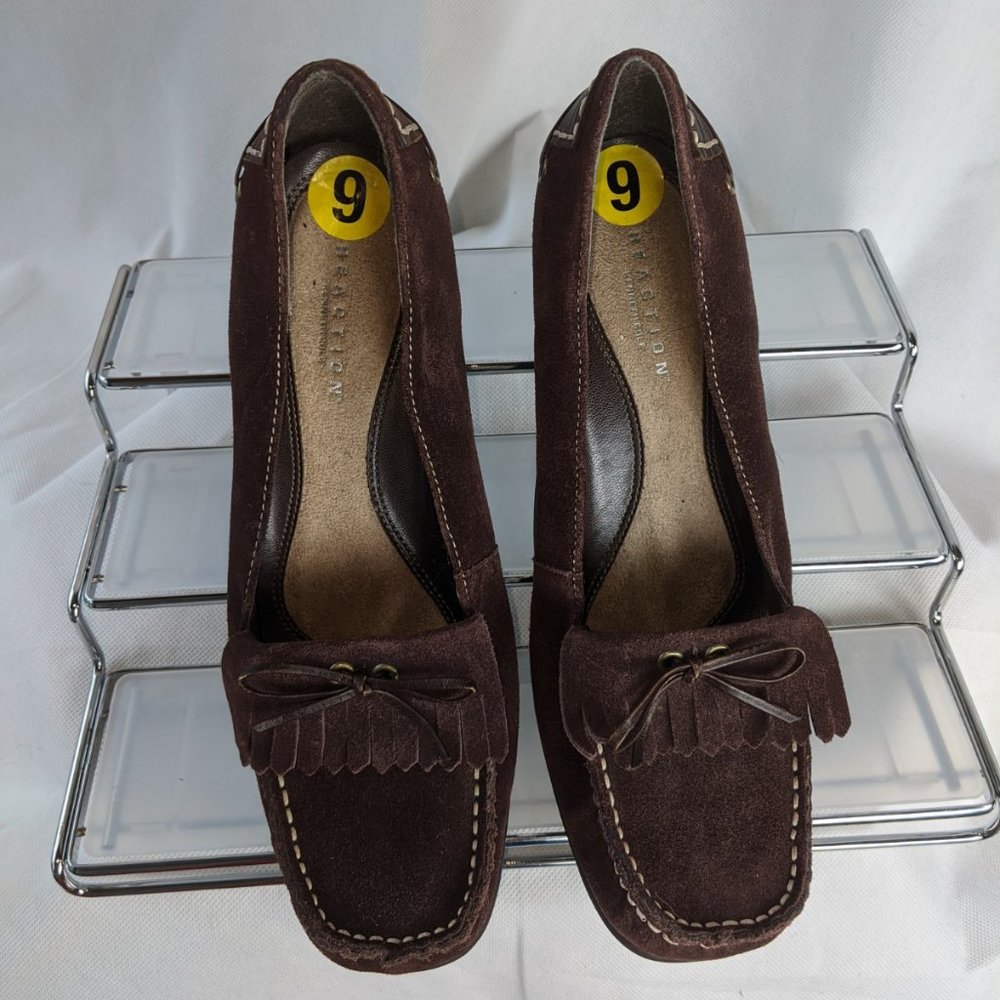 Kenneth Cole Reaction Peace Party Suede Pumps Sz 9 Chocolate